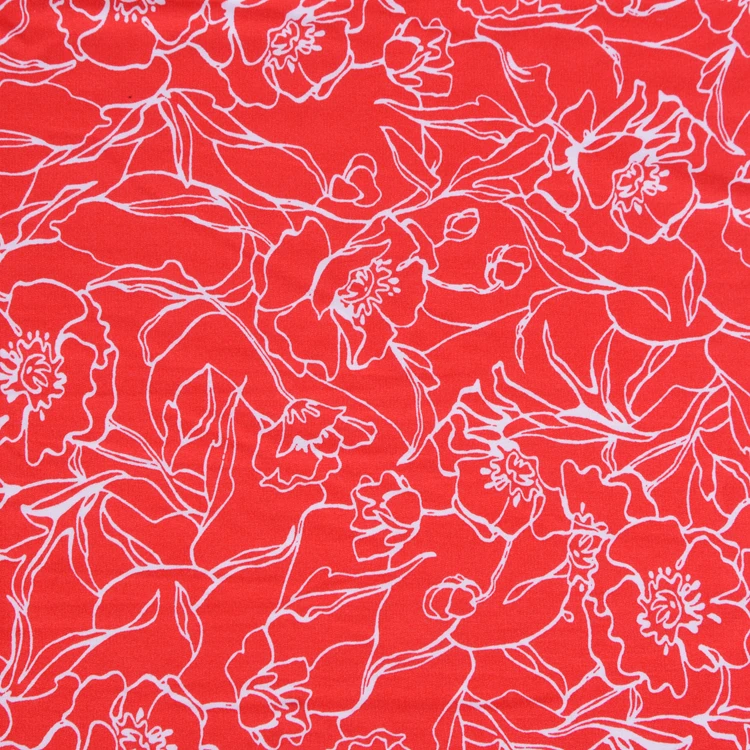 95 rayon 5 spandex digital flower printed elastic French terry cloth fabric for women hoodies