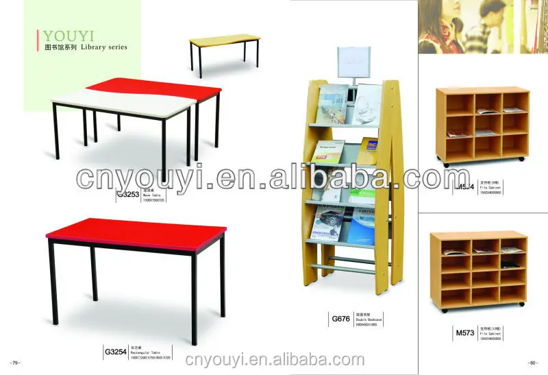 Library book trolley acrylic book cart with wheel furniture from china