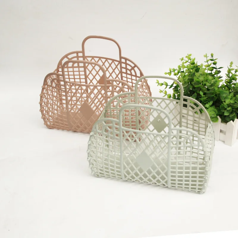 
Ins Hot Retro Candy Portable Beach Handbags Openwork Basket Bag Vacation Bag Small Bag 