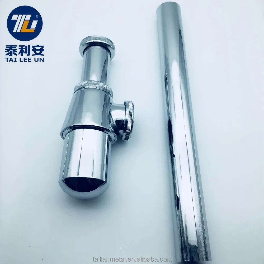 
2018 Round pop up basin waste drain Mixer p trap waste pipe into wall drainage tube drain bottle traps siphon for sink 