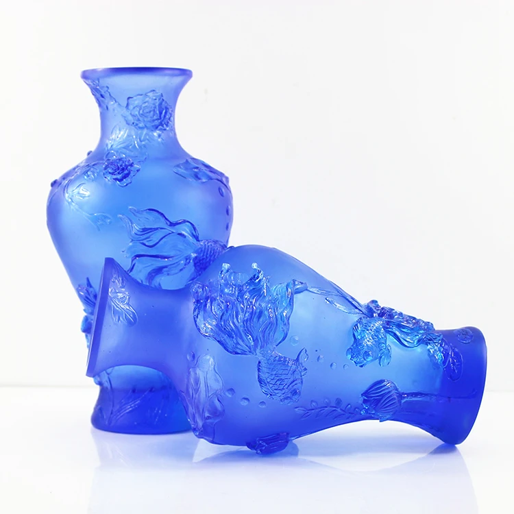 Glass vases wholesale cheap custom design glass bottle BLUE art glass flower bottle