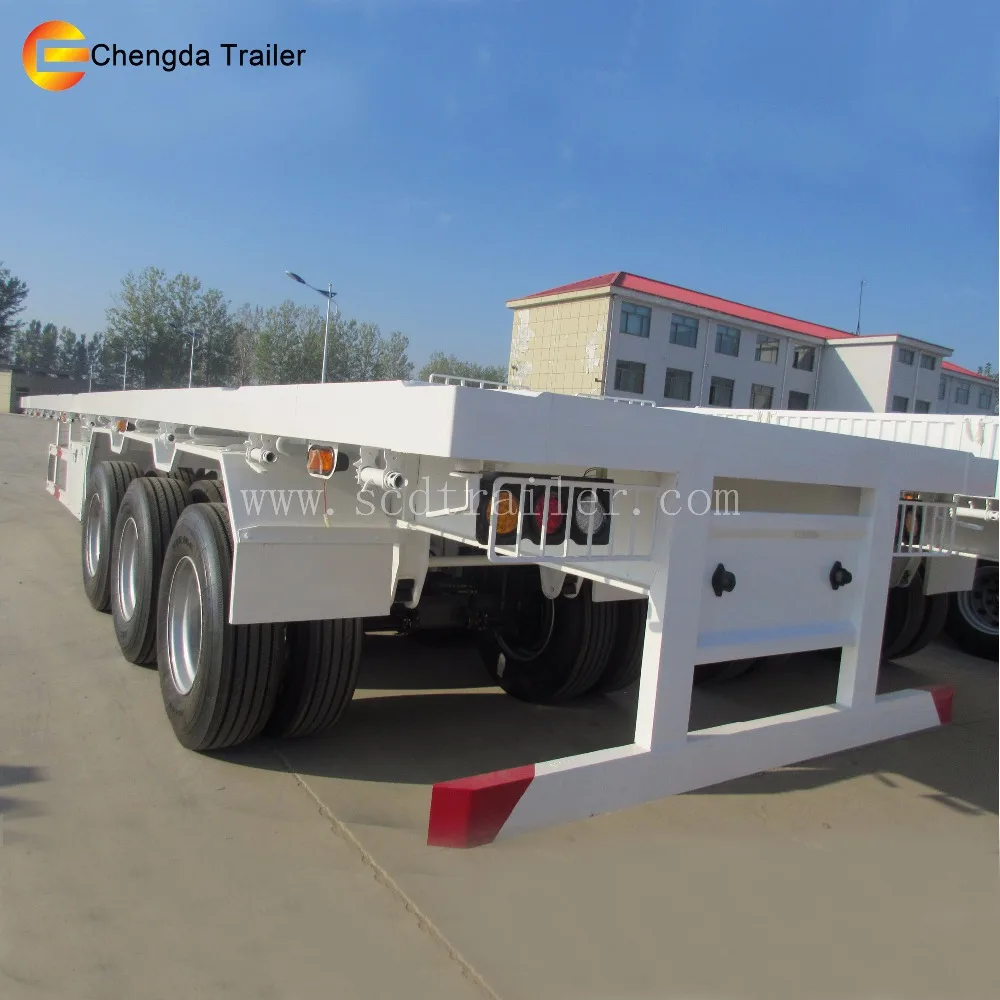 3 axle flat track container 40 feet flatbed truck trailer made in China