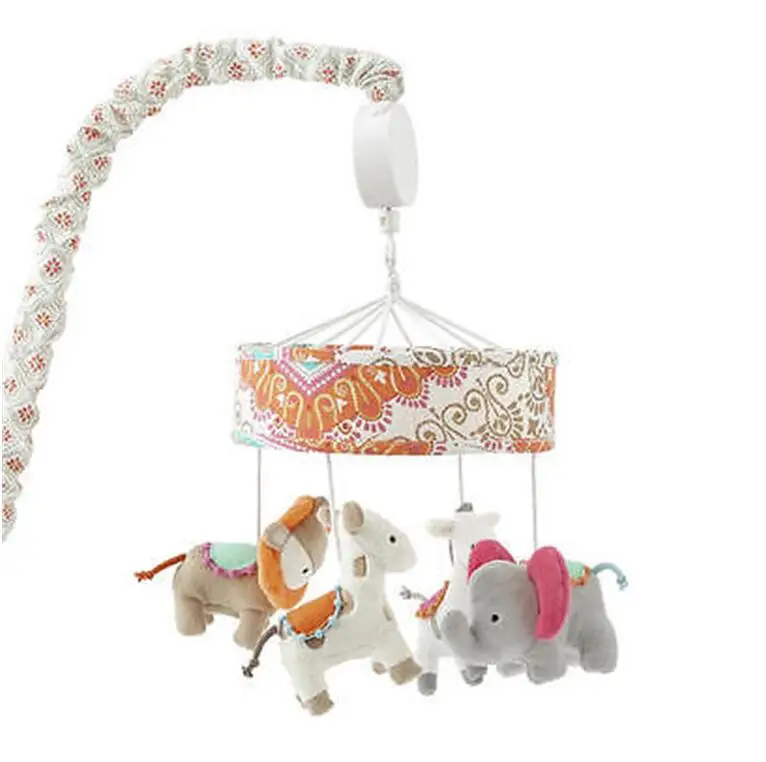 Baby cute plush sort pink rabbit toy crib swing musical mobile rabbit toys