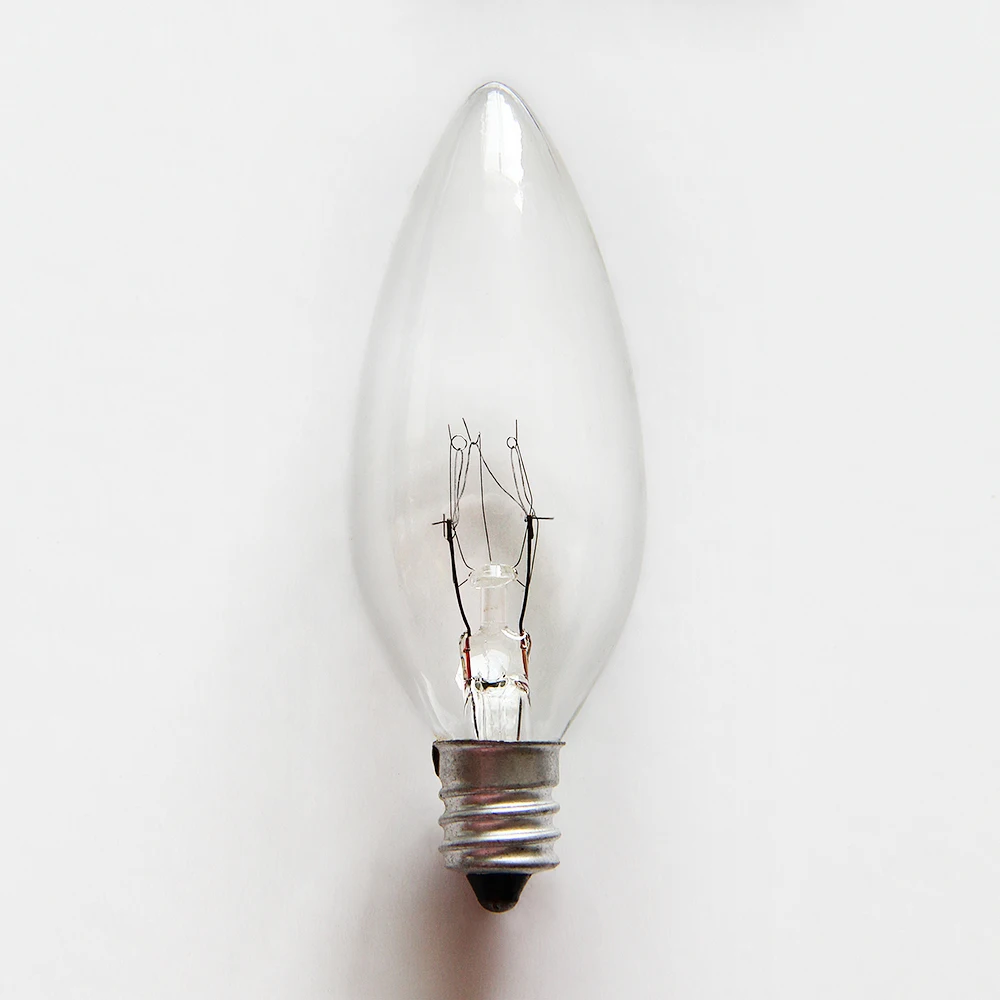 C9 E14 Clear shell lighting tungsten candle filament bulb for sale