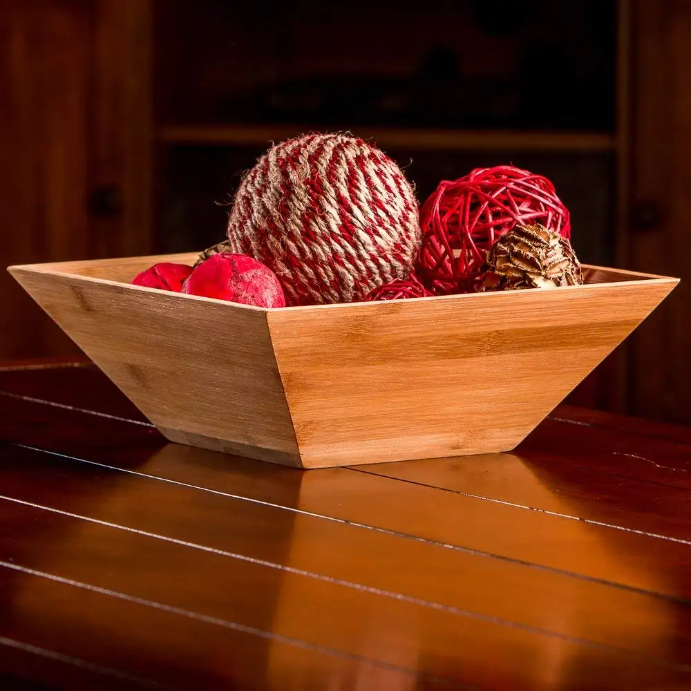 Waterproof vietnam bamboo bowl take away salad square bowl