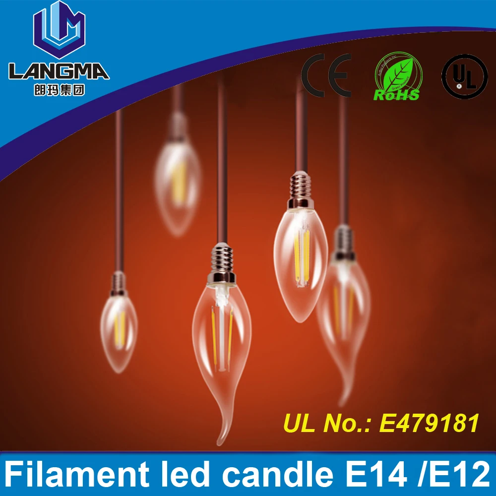
E12/E14 AC 110V 120V 60Hz Dimmable LED Edison Filament Candle Light Bulb 2W 4W 6W Replace 20w 40w 60W Incandescent Lamp Lighting 