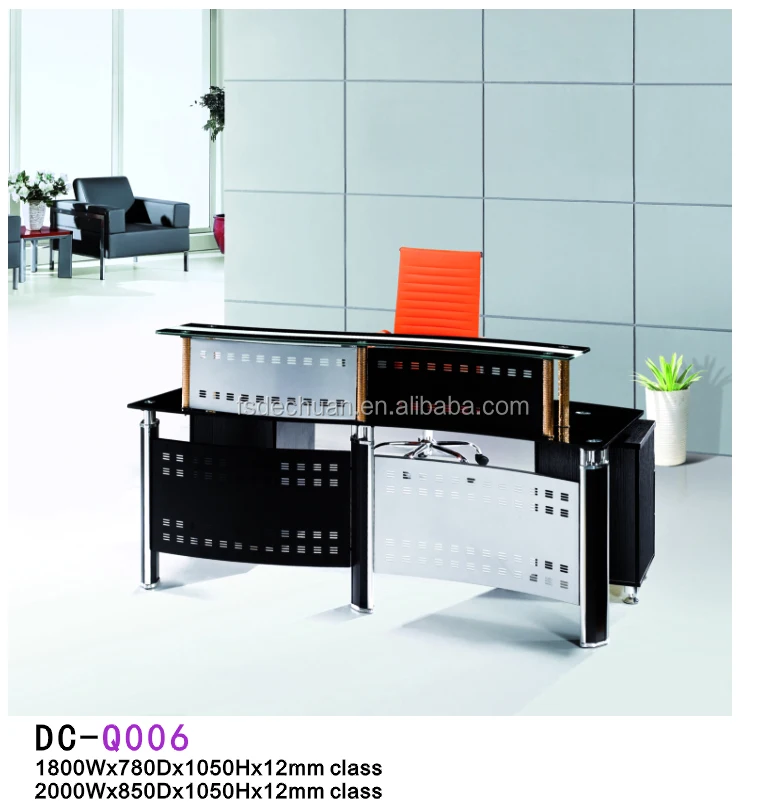 Manufacturer price tempered glass used reception desk for office