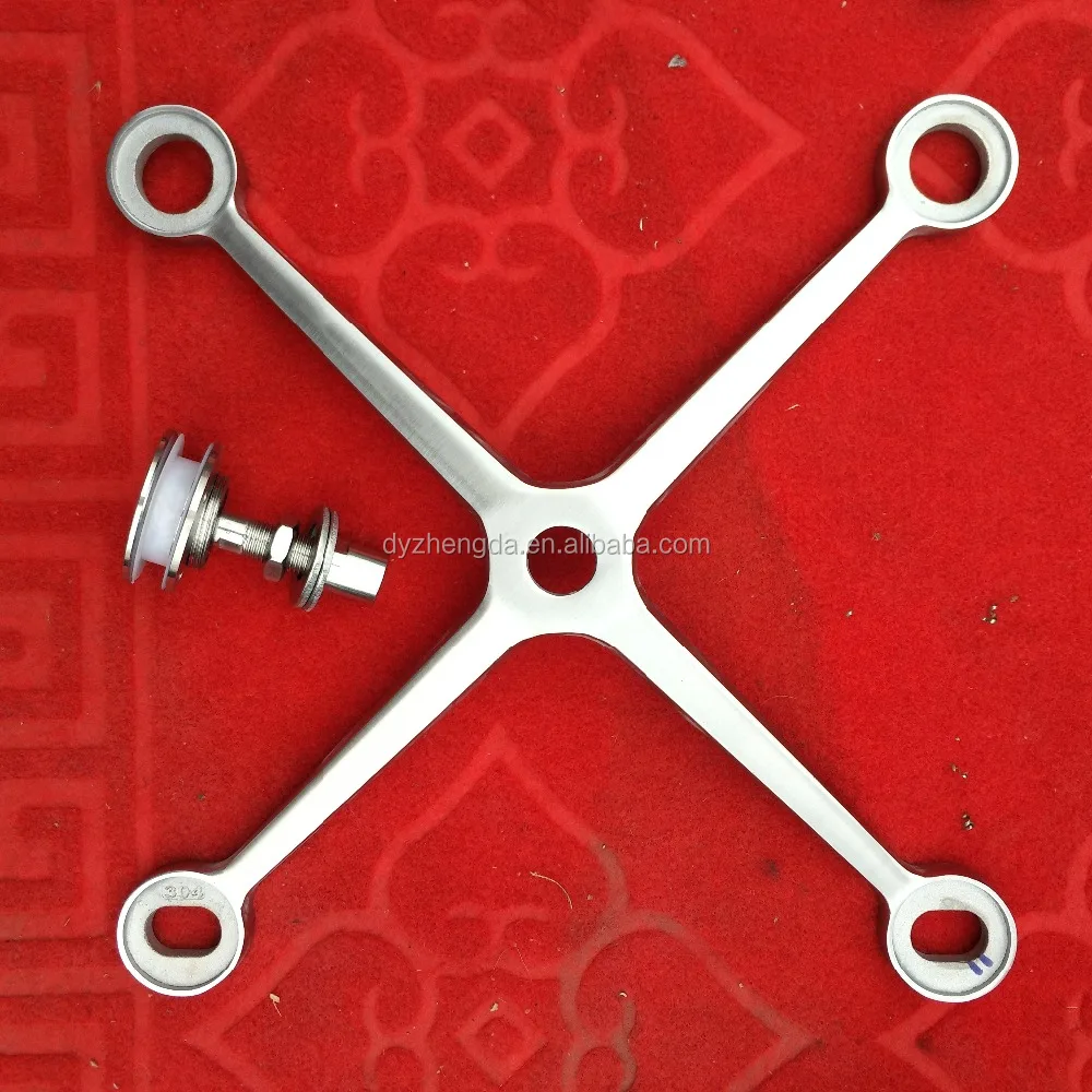 
Glass fin spider fitting for point-fixed glass curtain walls 