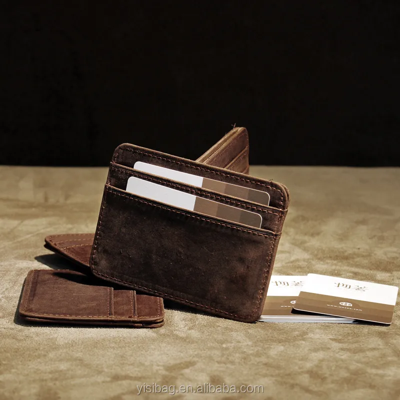 
Compact card and cash holder in crazy horse leather 