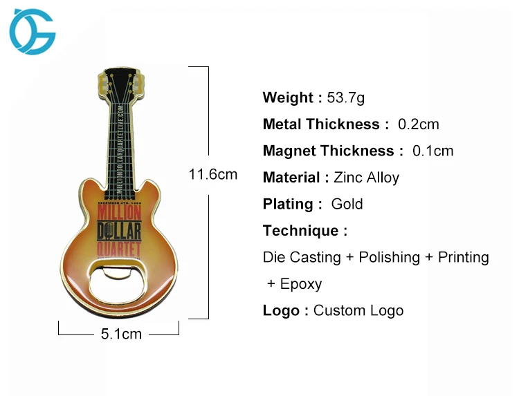 2019 Wholesale Personalized Design Guitar Bottle Opener Fridge Magnet