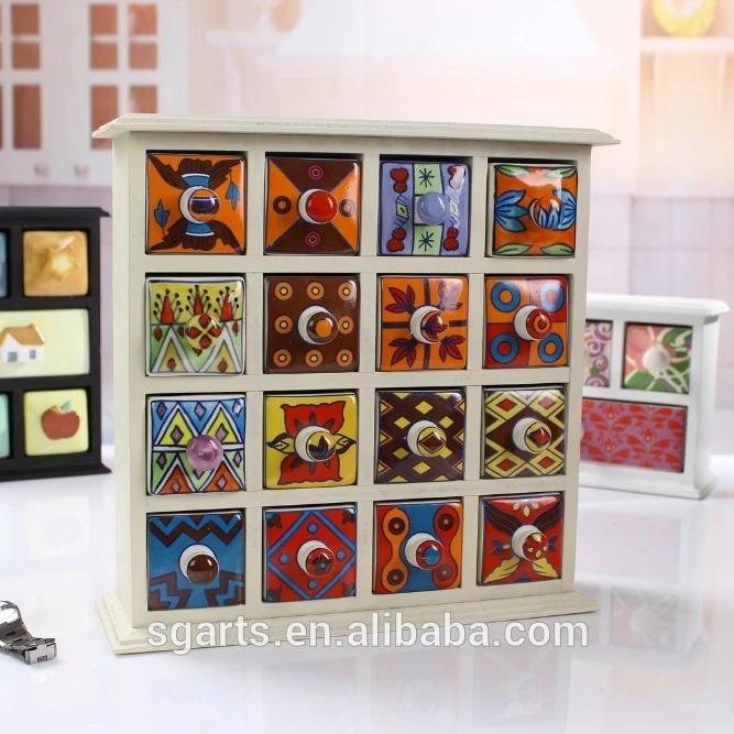 Ceramic Drawer W/Wooden Stand