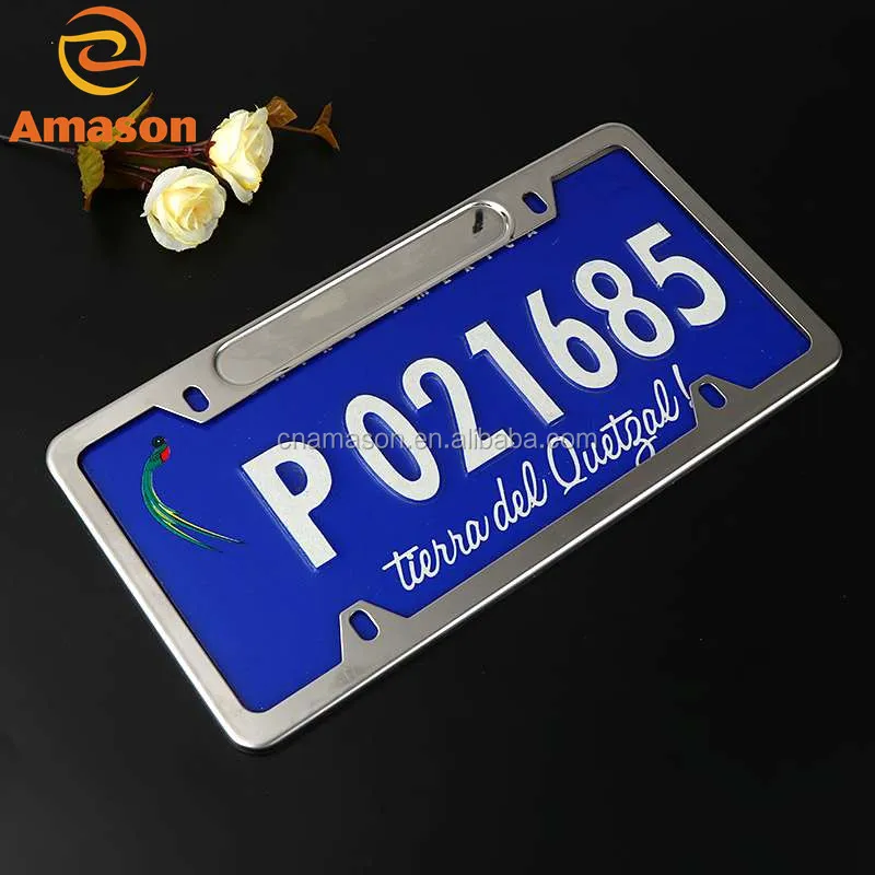 New polished stainless steel US license plate frame 2 hole license plate frame