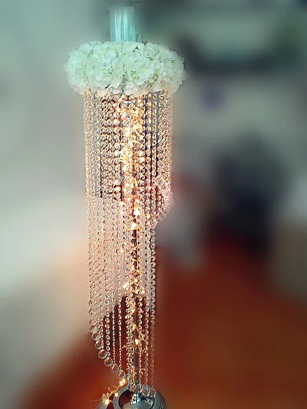 
Wedding decoration crystal Tall Silver Flower Stand Wedding Lead Road Crystal chandelier centerpieces for wedding table 
