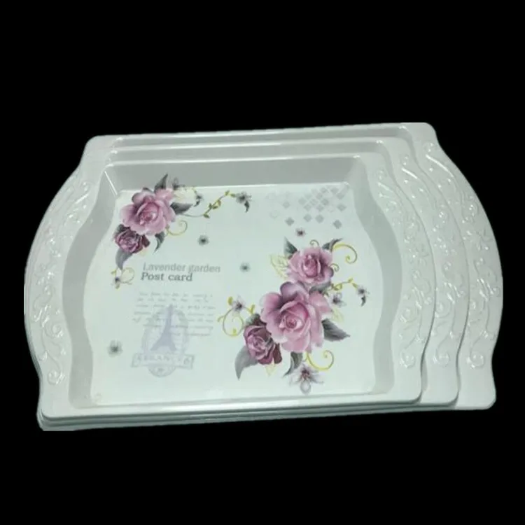 HY-A2 Cheap  Customized Logo Rectangle Melamine Coffee Serving Tray (Size 30.5*21.5cm)