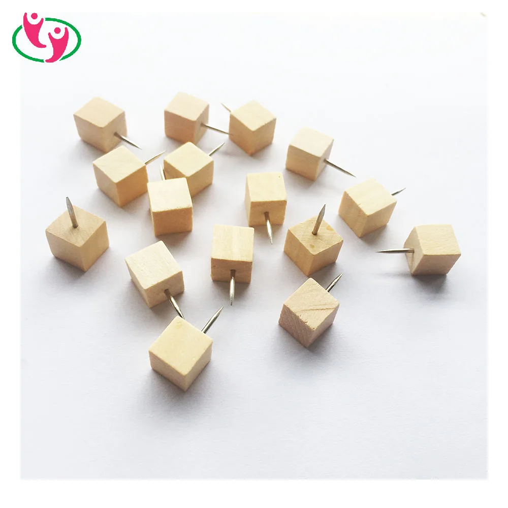 Quality Square Cube Shape Wooden Map Push Pin