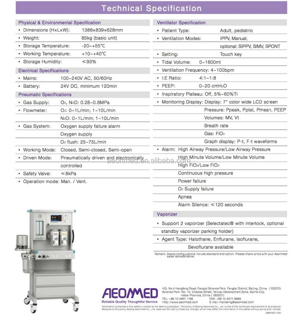 Aeonmed 8.4' Touch Screen Portable Medical  ICU Anesthesia Workstation