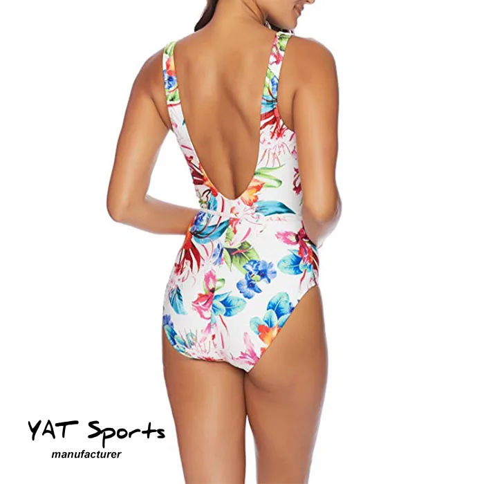 Custom digital sublimated printing polyester spandex women one piece bikini swimsuit