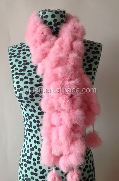 
Fashion nice rabbit fur scarf 4 lines balls fur collar scarf for women scarf 