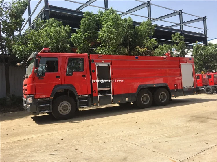 Instructions of HOWO 340hp back two-bridge 8 tons water foam firefighter truck