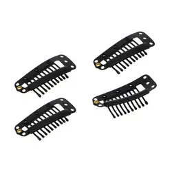 100 Pieces Black 10-Teeth Stainless Steel Comb Wig Snap Clips for Hair Extension