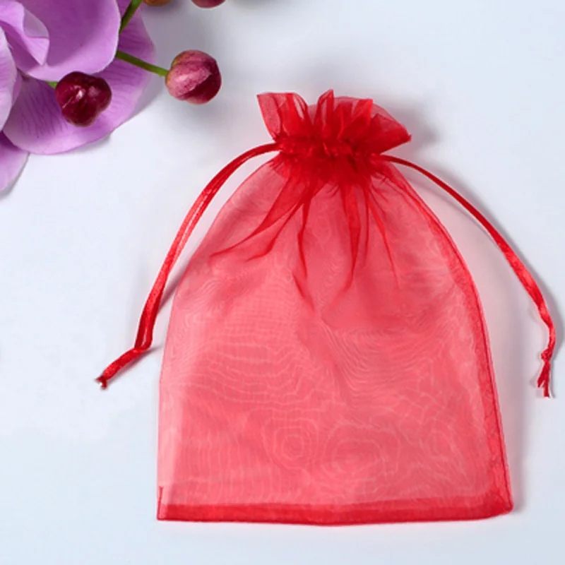 Colorful Reusable  Fashionable Custom Printed Organza Drawstring Gift Bag