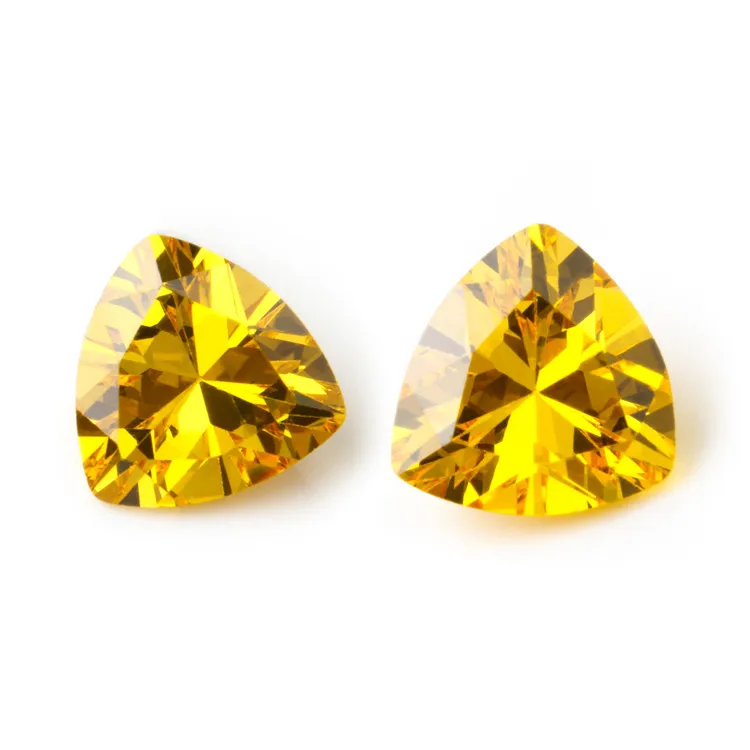 Wholesale yellow trillion shape market prices cz stone for jewelry making or decoration