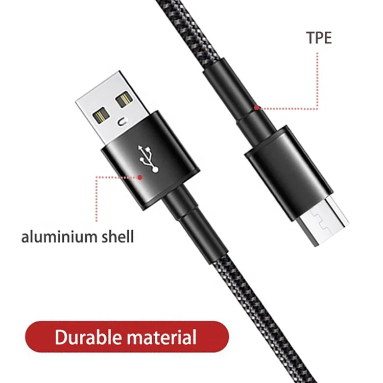 Amazon supplier wholesale nylon braided 2.4A fast charging micro usb cable high speed data charger cables for Android