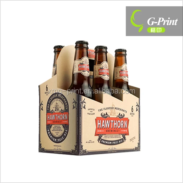 
 Оптовая продажа, дешевая переработанная коробка для вина с ручкой, 4 бутылки, упаковка для пива из гофрированного картона  