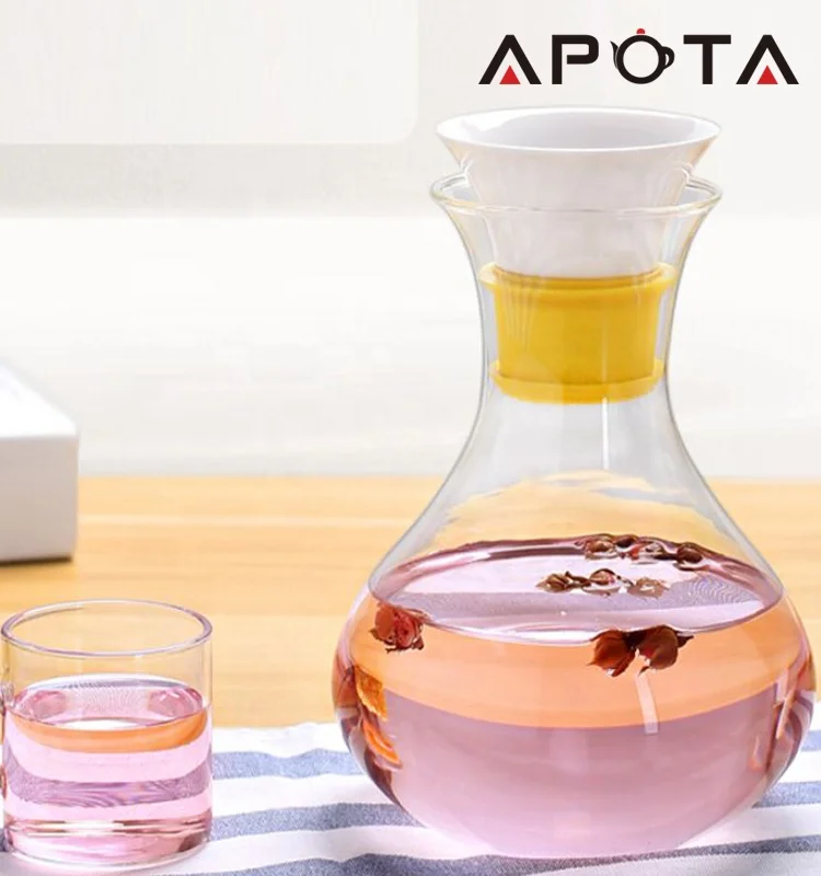 Factory Direct Supply  Glass Pitcher Water/Tea/Juice Glass jug with ceramic filter lid