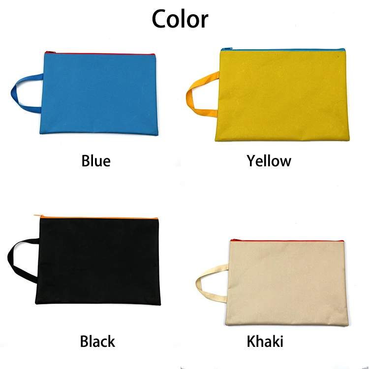 Low MOQ 100pcs polyester pocket expanding file folder labels printing a4 document zipper bag