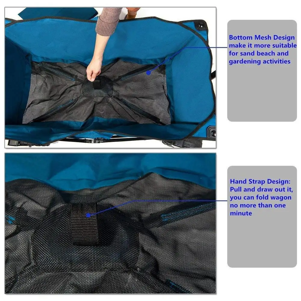 Collapsible Sturdy Steel Frame Garden/ Beach Wagon Beach Cart Sand Tires