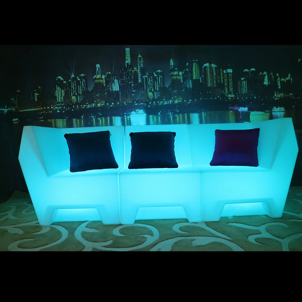 
modern design commercial bar nightclub illuminated led lounge couch sofa plastic led night club sofa furniture 