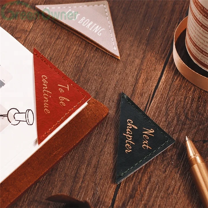 Multicolor high quality leather corner protection bookmark with logo emboss