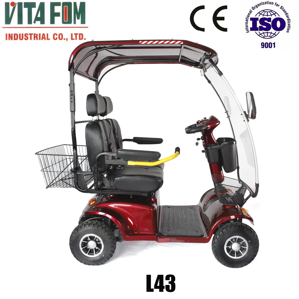 40-60km Endurance Four Wheels Two Person Mobility Scooter Electric Double Seat Mobility Scooter For Golf