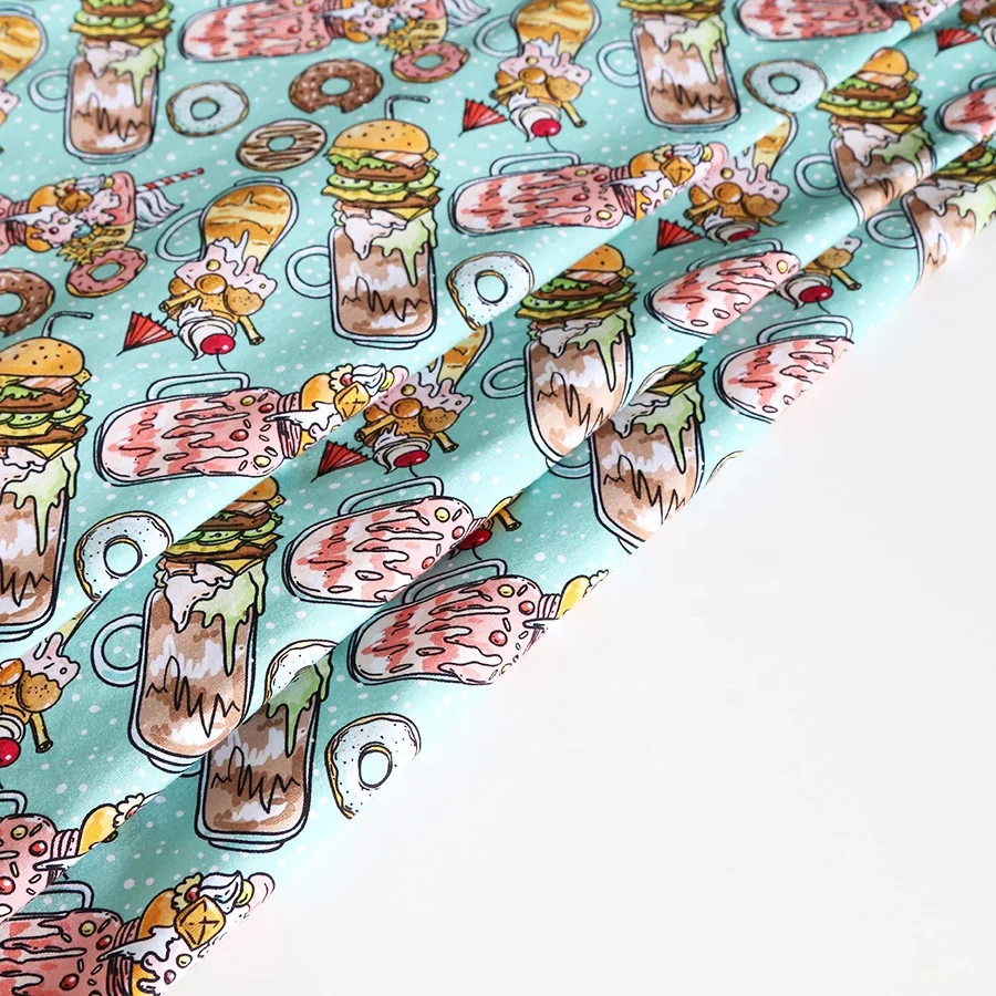 
Digital printing 95 Cotton 5 Spandex Knitted fabric for kids 