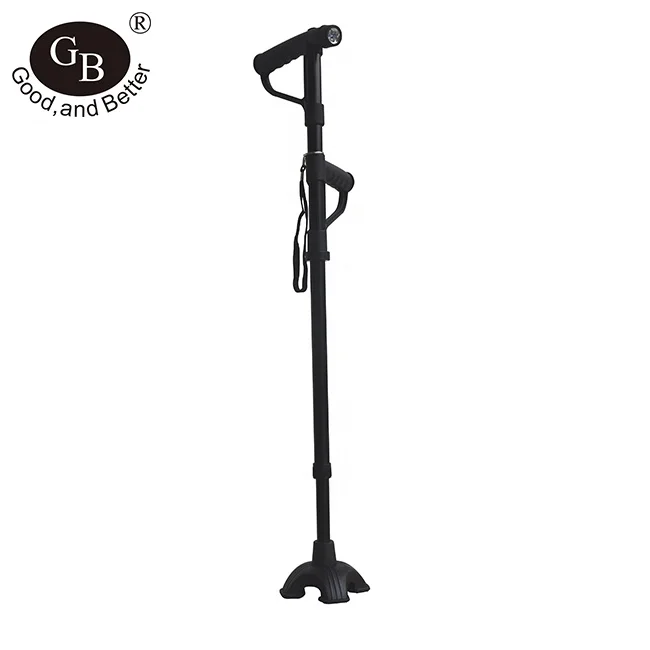Aluminium Crutch Folding Walking sticks with Two Handles LED Easy Up Cane For Elderly