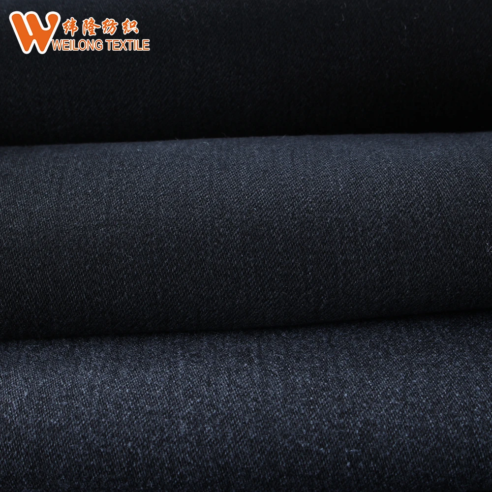 Black color and black backside chambray denim fabric for woman skinny jeans in cheap price