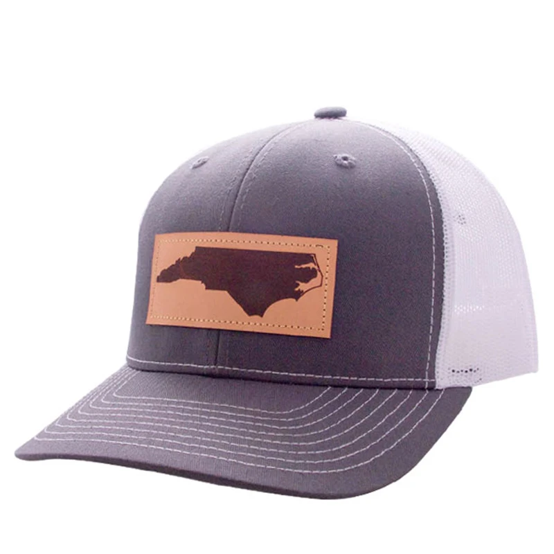 Mens Vintage Custom Embossed Leather Patch Trucker Hat