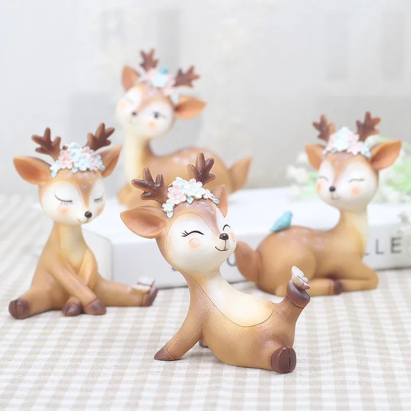 Artificial  kid toy mini sika deer resin crafts online shopping figurine for home decoration