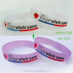 Custom sun color sensitive uv reflective silicone bracelet