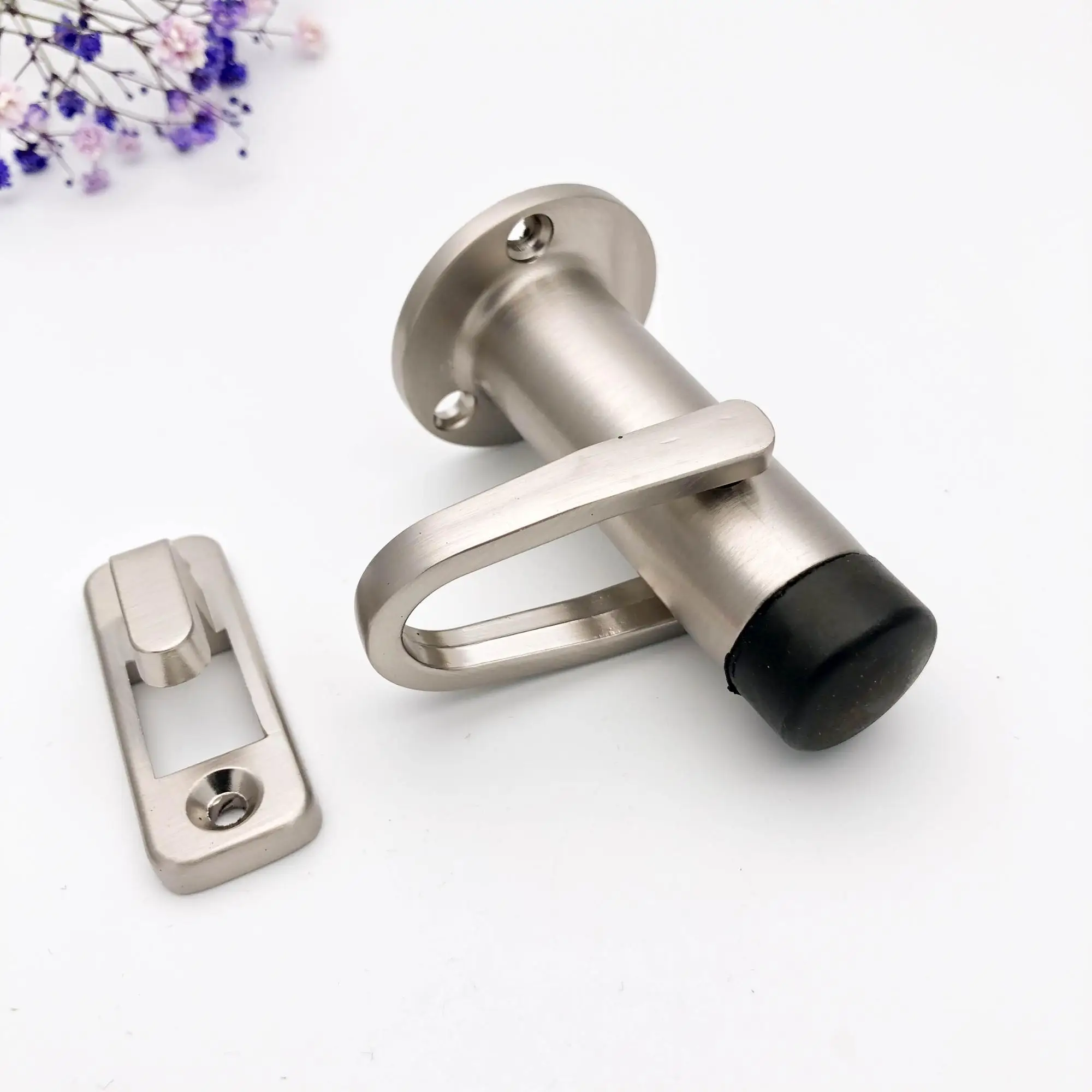 HOOK & LOOP STYLE DOOR STOP Round, Satin Nickel