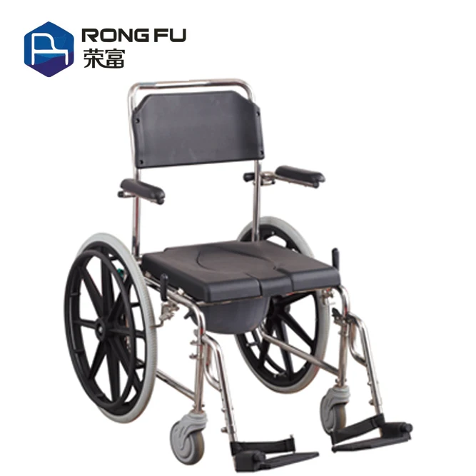 Function shower commode chair with wheels