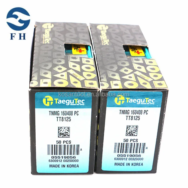 Taegutec Carbide inserts CNC cutting tools for steel application TNMG160408 PC TT8125