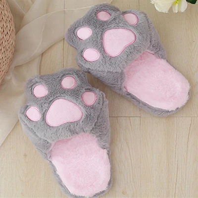 New styles cute cartoon household paw woman plush cotton slippers