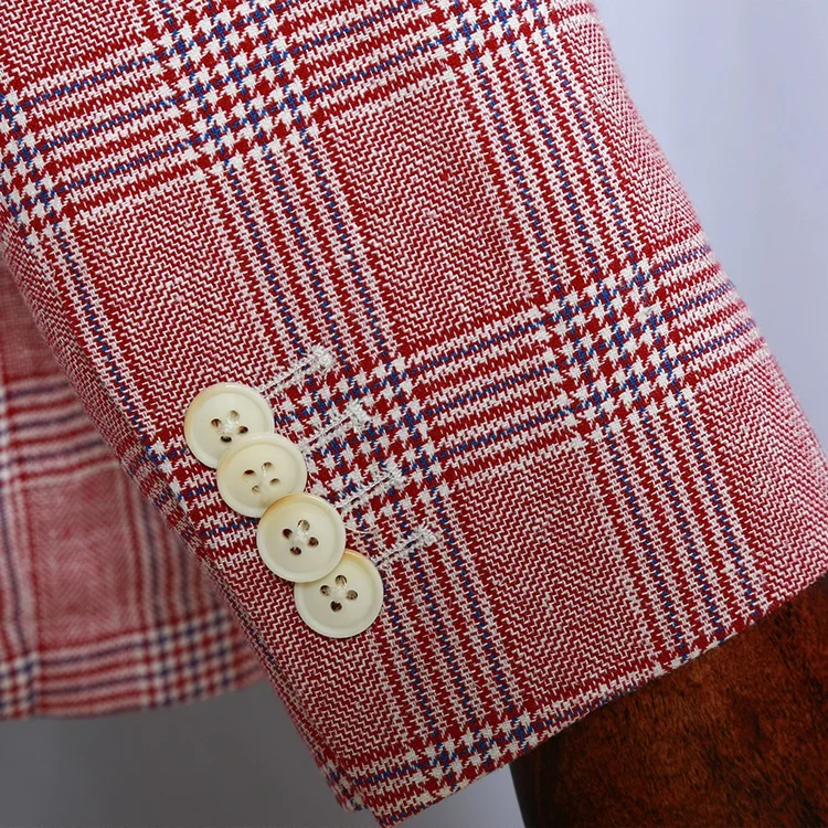 Spring and summer korean style pink double breasted blazer for men