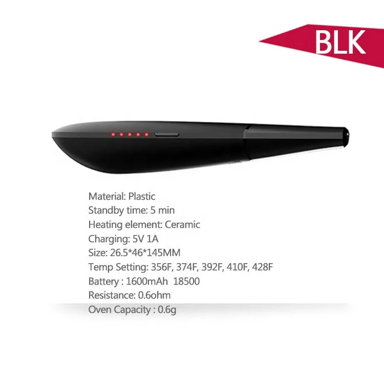 good quality Dry herb black mamba BLK vaporizer heat not burn vape pen 1600mAh