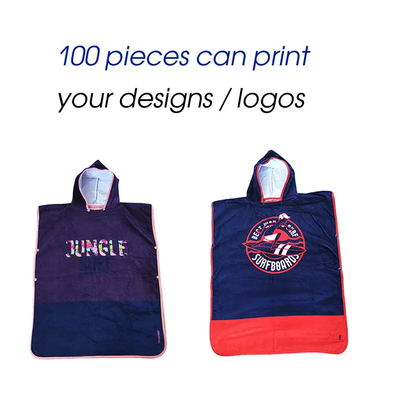 Custom Absorbent Colorful Soft Quick Dry Lightweight Microfiber Boy Girl Kids Hooded Surf Poncho Beach Towels