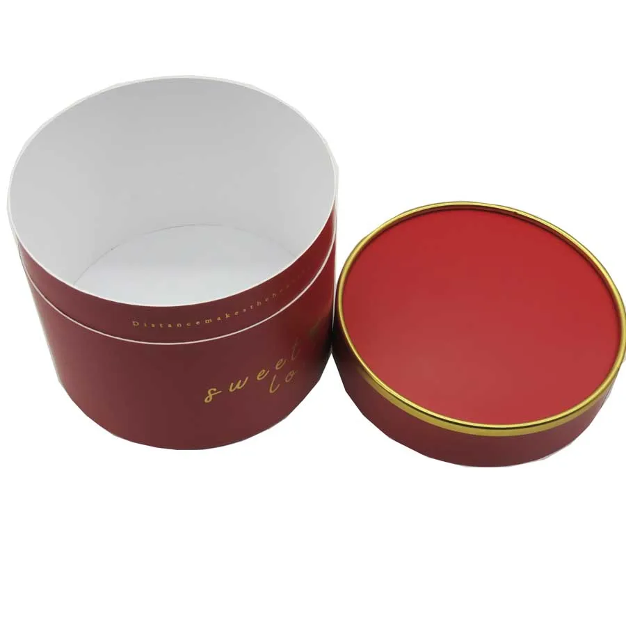 retail sweet candy sugar package christmas new year gold foil side red paper round gift box