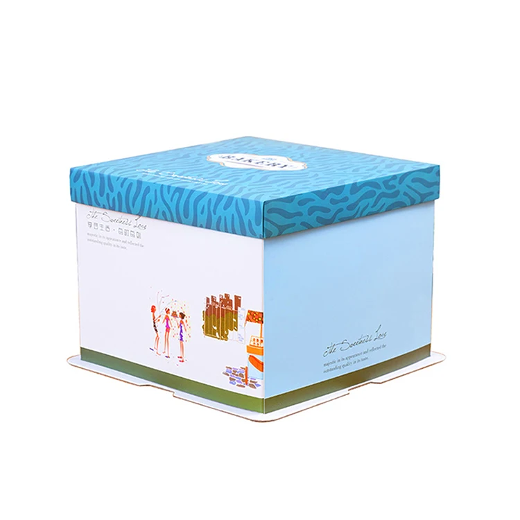 Disposable paper packaging card board big 10 inch cake box birthday cake box with cardboard in Guangzhou