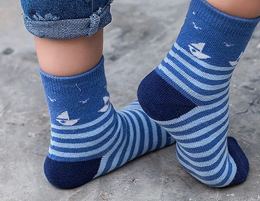 
New Plain Stripe Tube Cotton Kids Boy Socks 